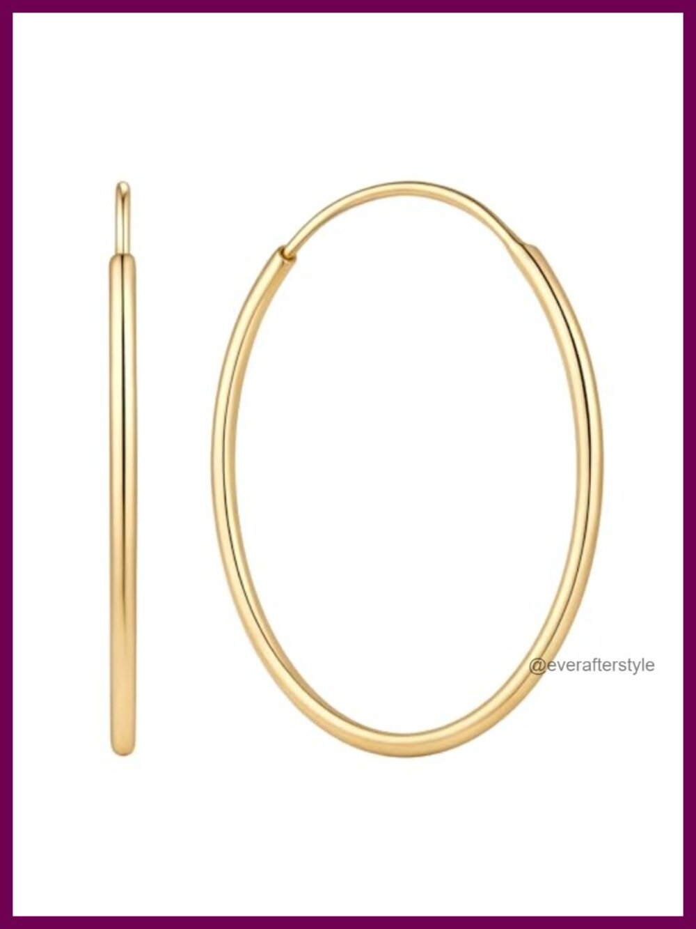 14K Gold Plated Hoop Earrings Latch Back Lightweight